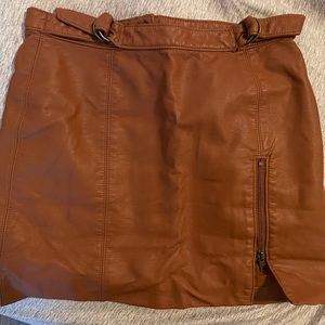 free people brown mini skirt with zippered slit.